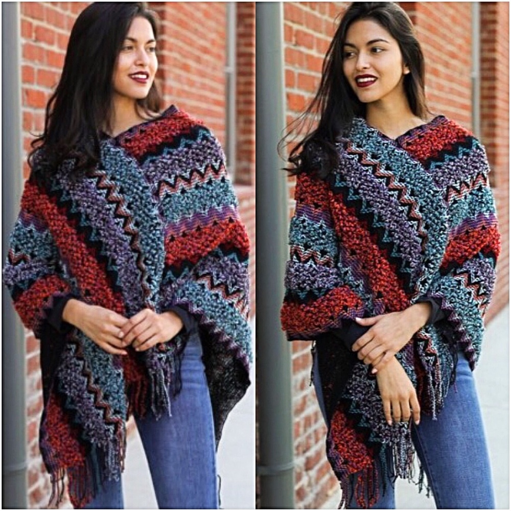 Soft Knit Bohemian Sweater Poncho O/S - Picture 2 of 6